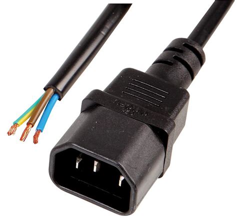 Pe01054 Pro Elec Iec C14 Plug To Bare Ends Power Lead 2m Black