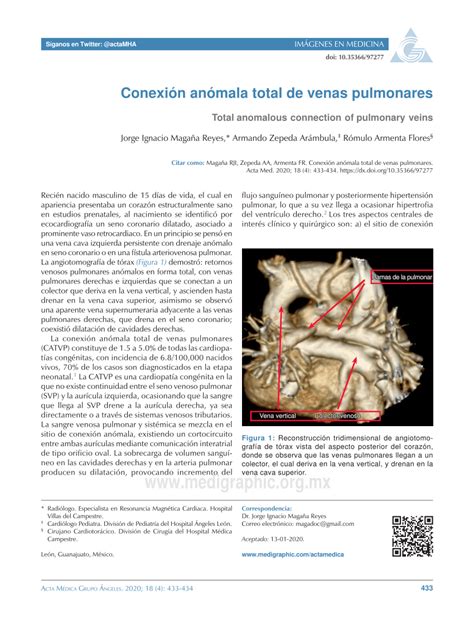 PDF Conexión anómala total de venas pulmonares