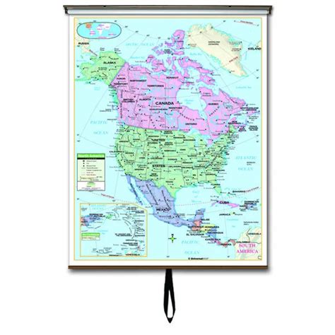 North America Primary Classroom Wall Map On Roller W Backboard 21600