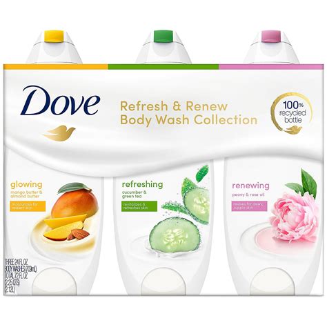 Dove Refresh And Renew Body Wash Collection 24 Ounce 3 Pack