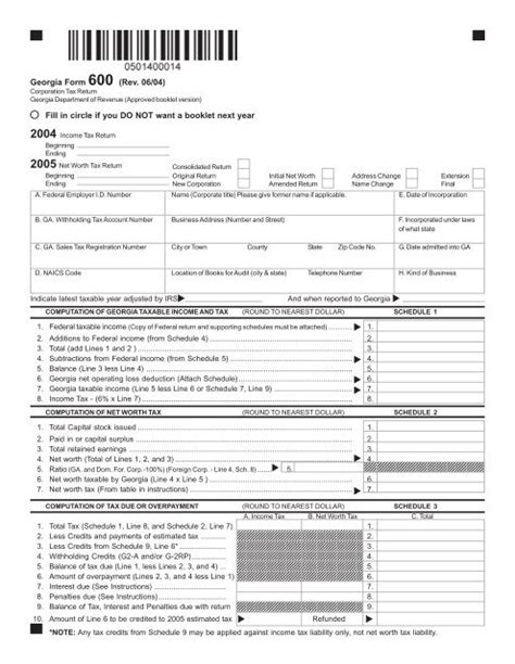 Georgia Form 600 Rev 0604 Fill In Circle If You Do Formsend