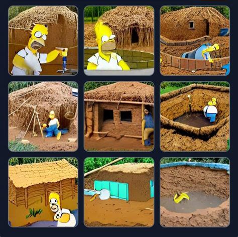 Homer Simpson Doing Primitive Building With Pool Diy Weirddalle