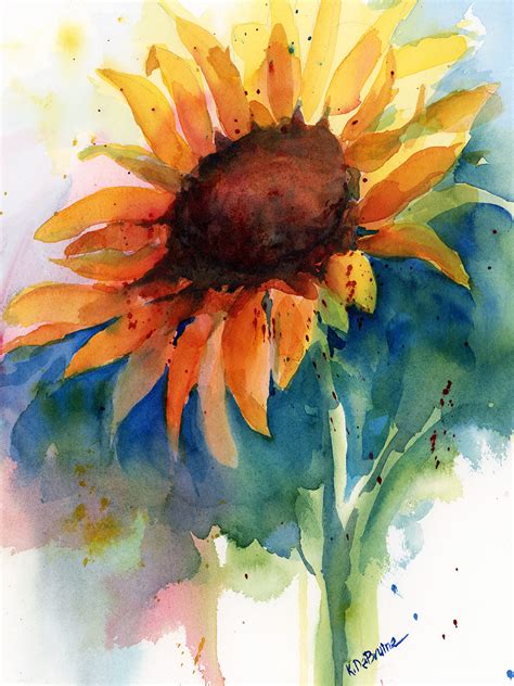 Watercolor Painting Of A Sunflower By Kris DeBruine Archival Prints