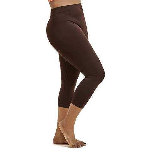Womens Plus Size Capri Leggings Cropped Stretch Pants Solid Basic Fits