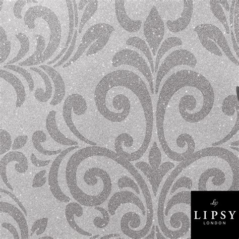 Muriva Lipsy Luxe Silver Glitter Damask Wallpaper 144801