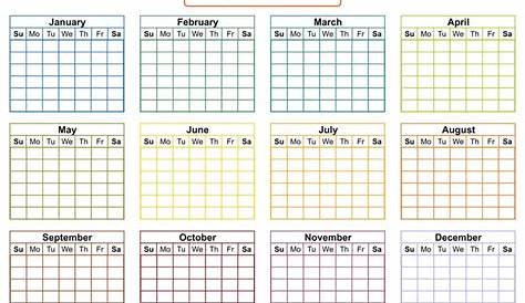Printable Blank 12 Month Calendar Template | Blank monthly calendar