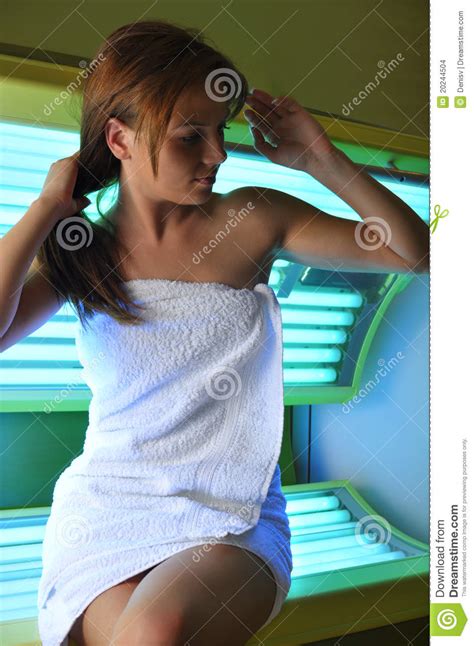 Beautiful Girl Sitting On A Solarium Stock Photo Image Of Female