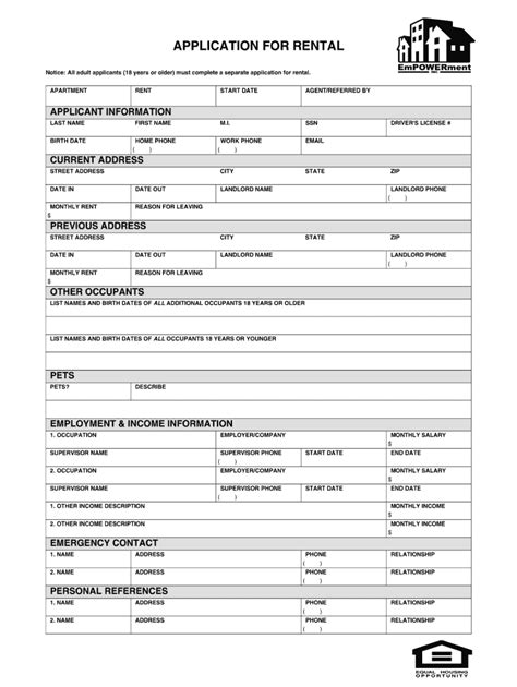 Rental Application Form Pdf Fill Online Printable Fillable Blank