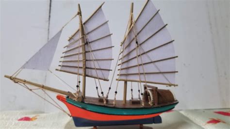 Kapal Hiasan Mini Replika Melayu Tradisional Mini Wooden Sailing