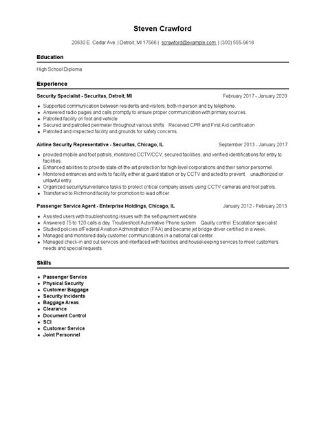 Samples & how to guide. Security Specialist Resume Examples and Tips - Zippia