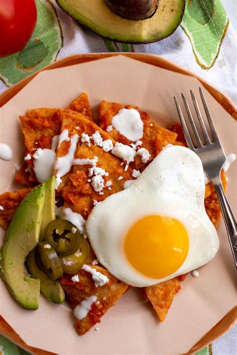 Chilaquiles Rojos Con Huevos Red Chilaquiles With Eggs Mission Food