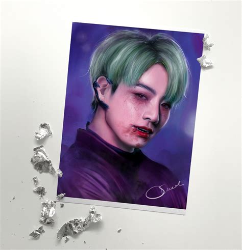 Bts Jungkook Vampire Themed Digital Drawing Print From Original