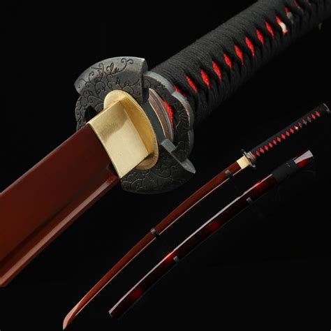 Red Katana Full Tang Red Printed Blade Real Katana Japan Samurai Sword