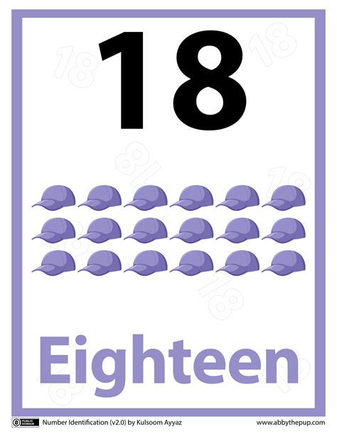 Number 18 Flashcard Free Printable Papercraft Templates