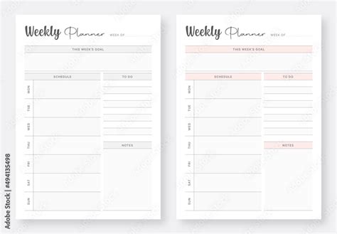 Minimalist Planner Pages Templates Weekly Planner And To Do List Set