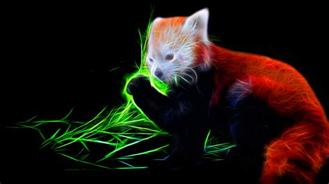 Eating Red Panda Fractal Fractals Animals Neon Colors