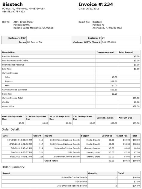 Monthly Billing Template