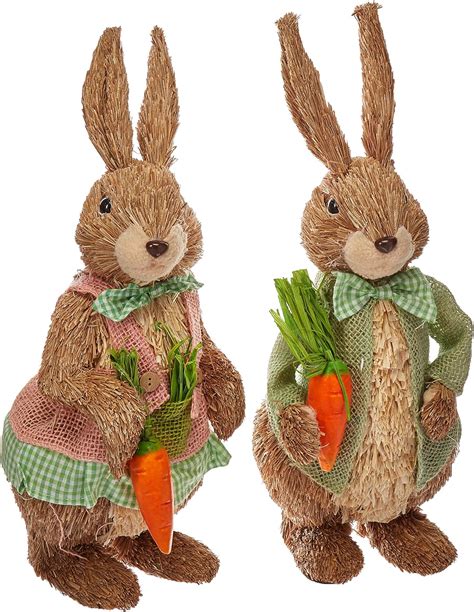 Easter Decor 16 Sisal Bunny Couple Boy And Girl Uk Kitchen