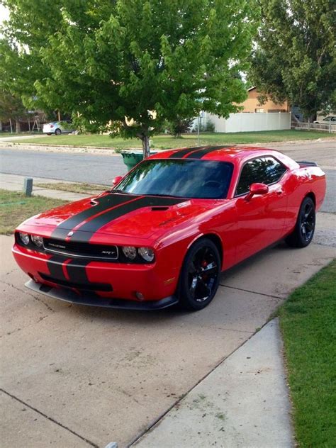 Dodge Challenger In Torred Red Wblack Stripes