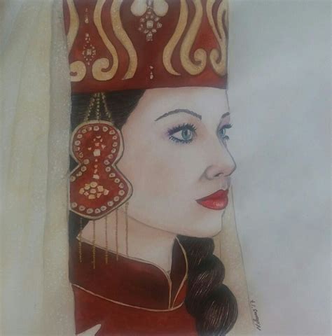 H Savas Circassian çerkes Watercolor Painting Woman Painting