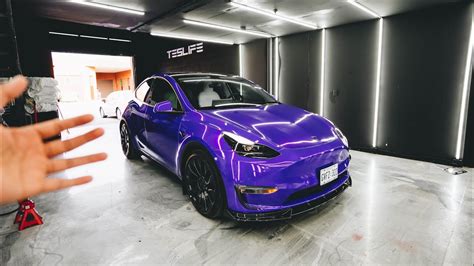 I Wrapped My Tesla Model Y Performance Purple Mods ☔ Youtube