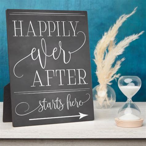 Chalkboard Happily Ever After Starts Here Sign Plaque