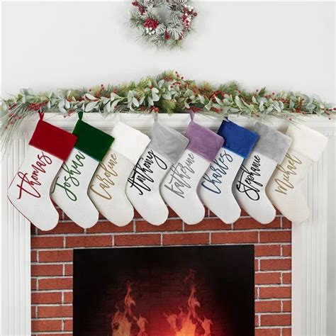 Scripty Name Personalized Burgundy Christmas Stockings Christmas