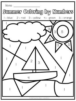 Summer Coloring Pages | Color by Number by Teacher's Brain - Cindy Martin