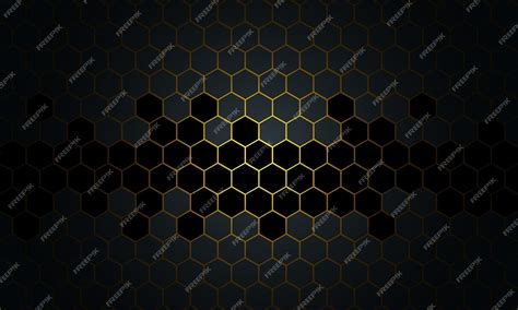 Premium Vector Abstract Black And Gold Honeycomb On Dark Background