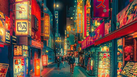 Itap Of A Neon Lit Street In Tokyo Japan Ritookapicture