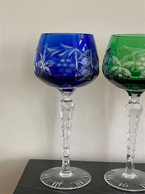 Ajka Marsala Cut To Clear Multicolor Crystal Hock Wine Glasses Set Of 4
