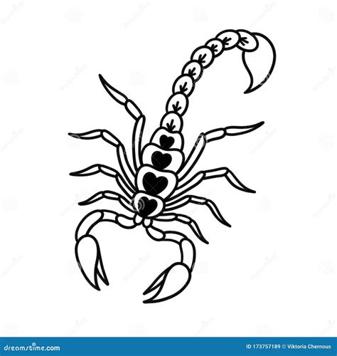 Scorpion Doodle Icon Traditional Tattoo Illustration Stock