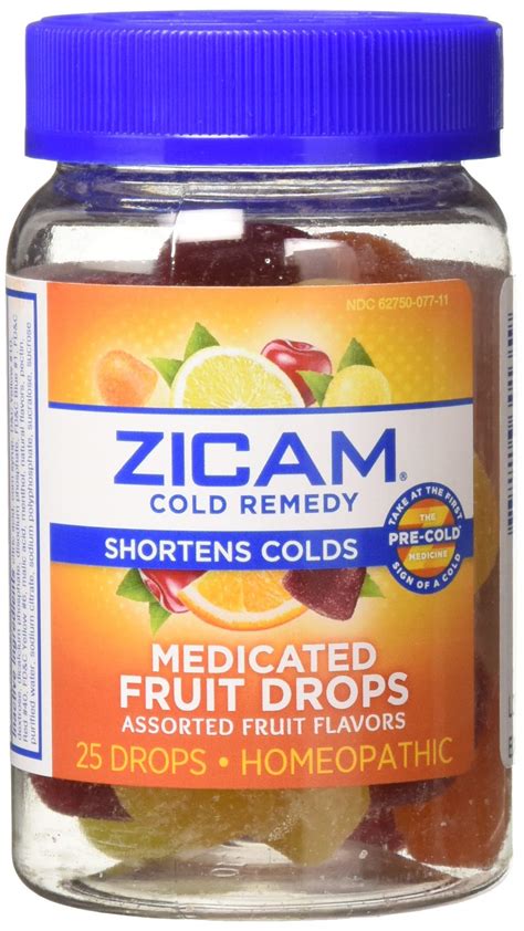 Zicam Cold Remedy Medicated Fruit Drops Assorted Fruit Homeopathic Cold Remedy Clinically