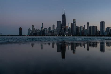 Chicago Skyline Sunset Reflection A Photo On Flickriver