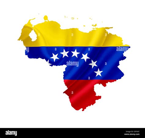 Map Of Venezuela With Waving Flag Isolated On White Stock Photo Alamy