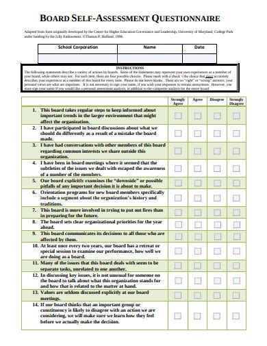 15 Self Assessment Questionnaire Templates In Pdf Doc
