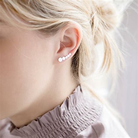 Sterling Silver Round Climber Earrings By Bloom Boutique