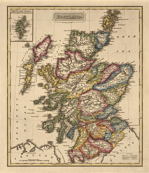Antique Map Of Scotland By Fielding Lucas Circa 1817 Greeting Card By