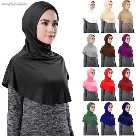 Basic Solid Color Muslim Hijab Islamic Turban Women Ninja Underscarf Caps Instant Headwrap Scarf