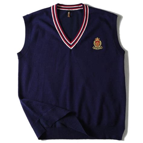 School Uniform Vest Fashion V Neck Embroidery Pullover School Boys