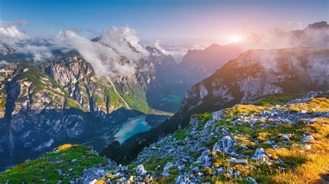 Tre Cime Di Lavaredo Horizon Dolomites Mountains Lake Mountains