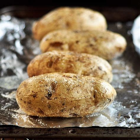 Place the potatoes in a bowl of cold water with about 2 cups of ice cubes, and let them stand on the counter for 30 minutes. How To Bake a Potato in the Oven | Kitchn