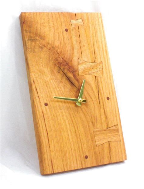 The design features a wood and wood veneer case, in a weathered natural oak finish, with an. Rectangular Wood Wall Clock - Split Red Oak Clock ...