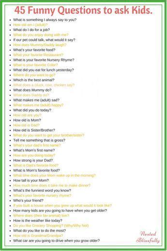 45 Funny Questions To Ask Your Kids Get Them Talkative