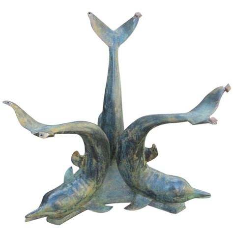 Cast Bronze Triple Dolphin Coffee Table With Glass Top At 1stdibs