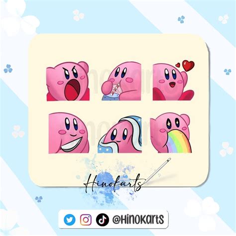 Lot Of 6 Kirby Twitch Discord Stream Emotes Etsy