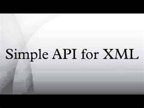 Simple API for XML - YouTube
