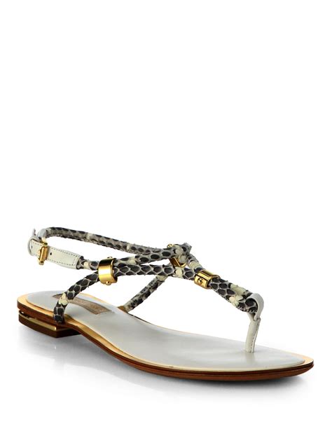 Michael Kors Hartley Snakeskin And Leather Thong Sandals In Animal