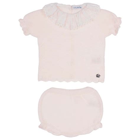 Juliana Baby Clothes Girls Lace Collar Jampant Set Pink Childrens