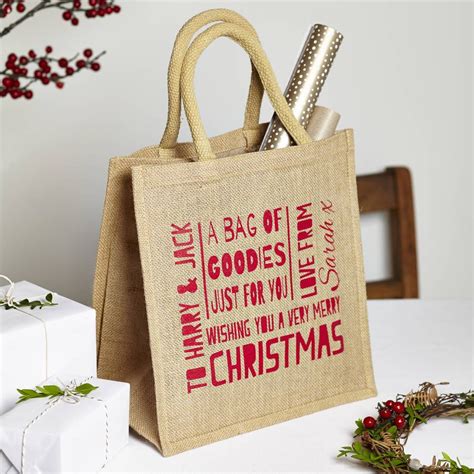 Personalised Christmas Jute Bag Personalised Jute Bags Christmas